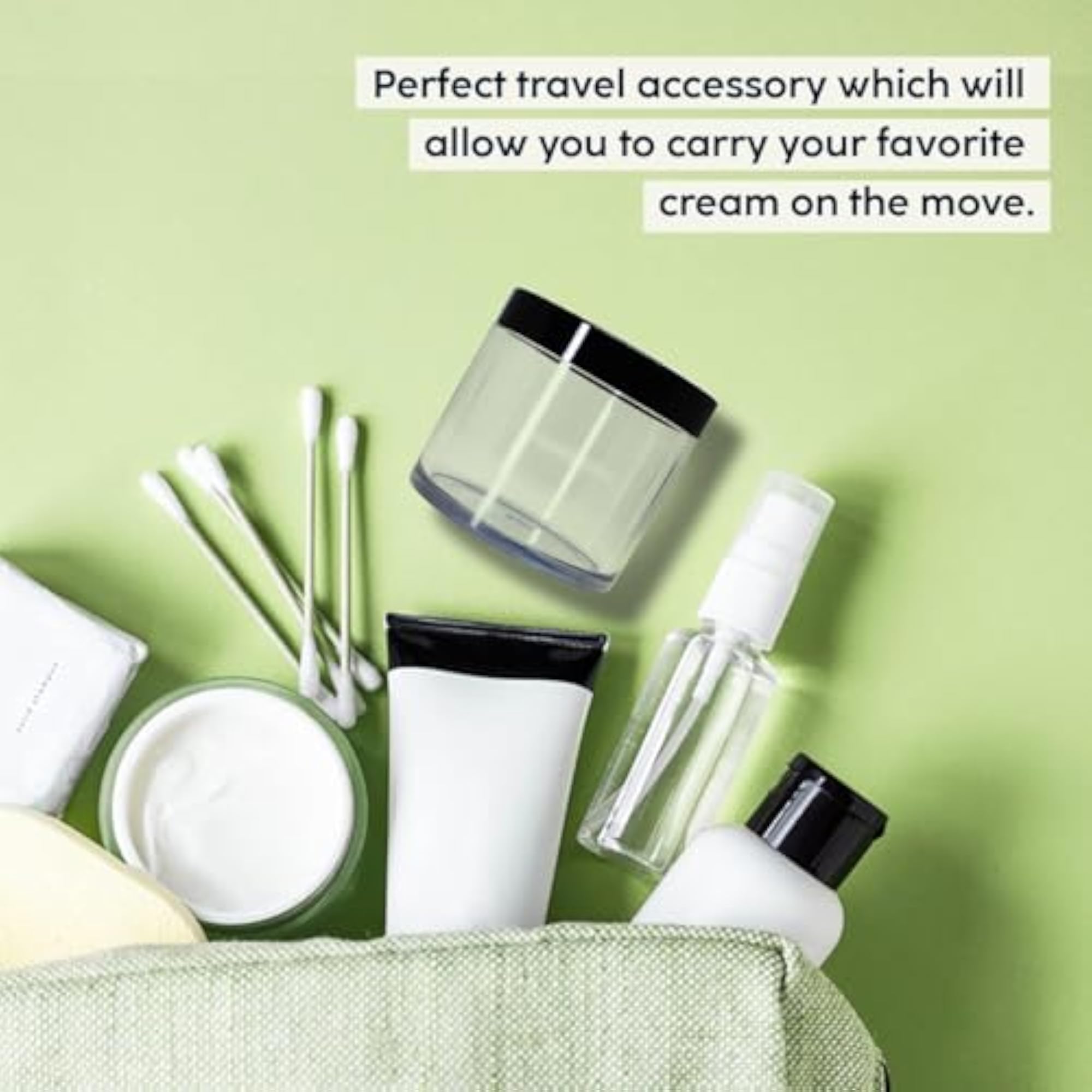 Clear Acrylic Jars with Black Outer Lid, Reusable Cosmetic Containers